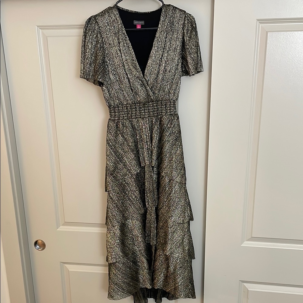 Vince Camuto Black and Silver High Low Dress